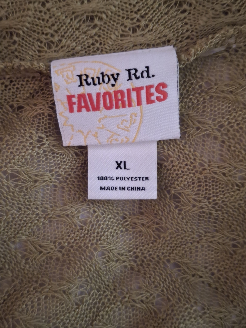 Ruby Rd. Lightweight Olive Crochet Open-Front Cardigan - Picture 4 of 6